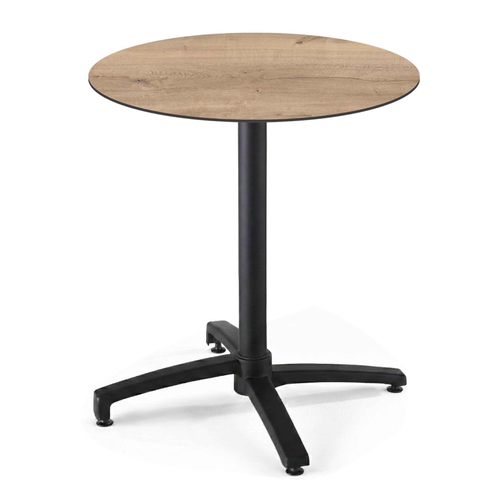 Table de terrasse de restaurant bistrot ronde inclinable en aluminium noir et HPL 4 personnes Ø70 cm