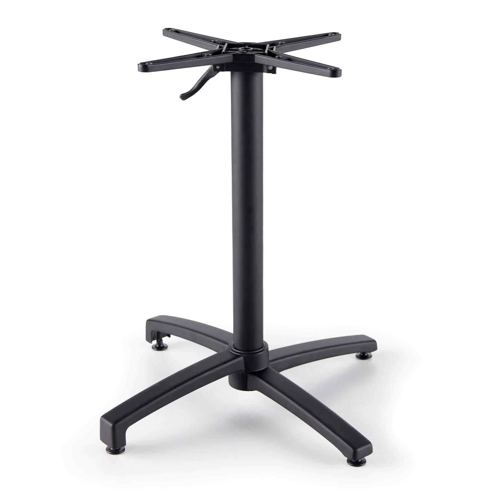 Table de terrasse de restaurant bistrot ronde inclinable en aluminium noir et HPL 4 personnes Ø70 cm