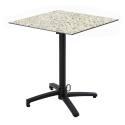 Table de terrasse de restaurant bistrot carrée inclinable en aluminium noir 4 personnes 60x60 cm