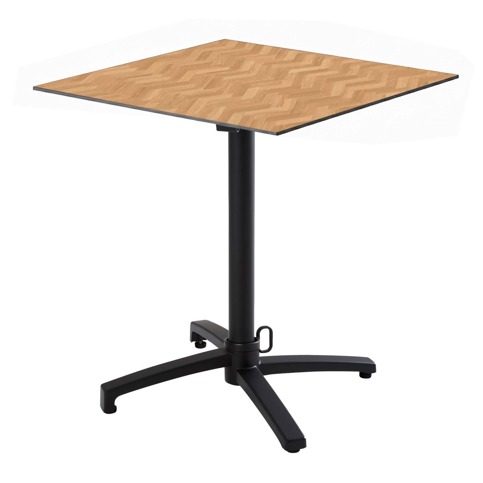 Table de terrasse de restaurant bistrot carrée inclinable en aluminium noir 4 personnes 60x60 cm