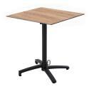 Table de terrasse de restaurant bistrot carrée inclinable en aluminium noir 4 personnes 60x60 cm