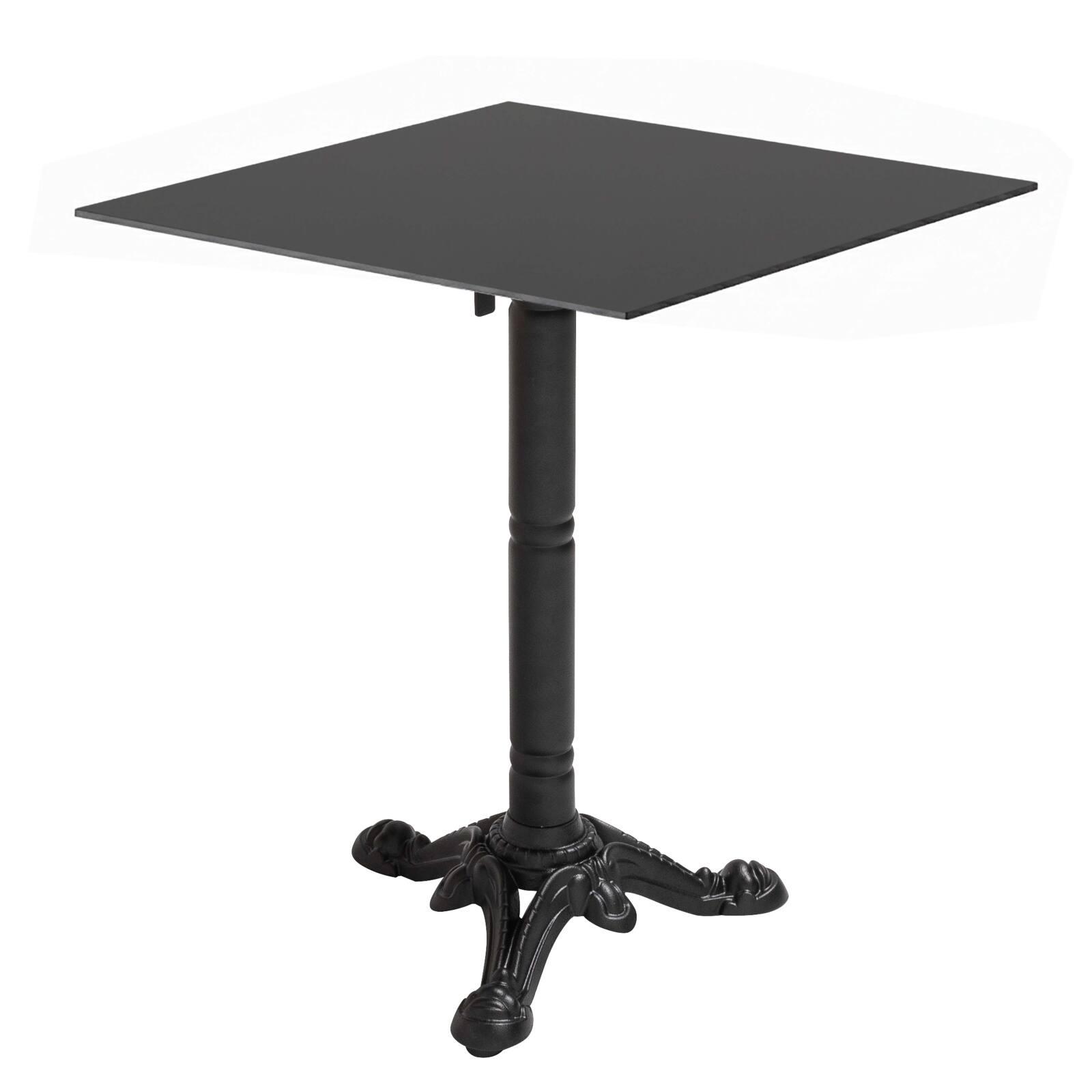 Table de terrasse de restaurant bistrot carrée inclinable en métal et aluminium noir 4 personnes 60x60 cm