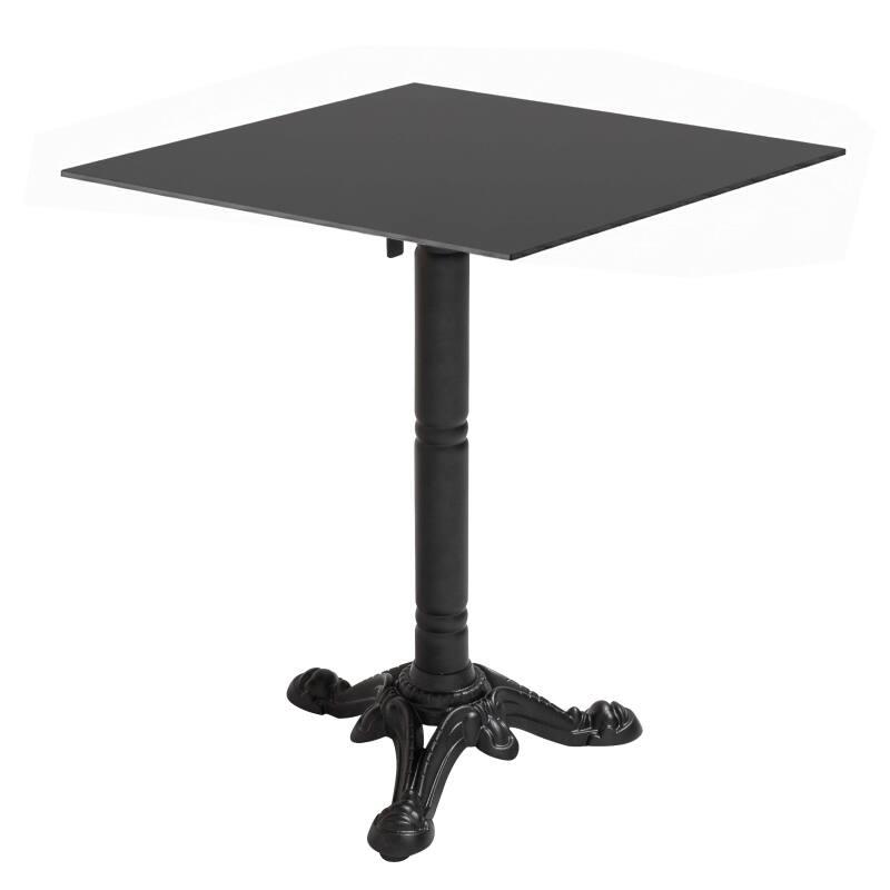 Table de terrasse de restaurant bistrot carrée inclinable en métal et aluminium noir 4 personnes 60x60 cm