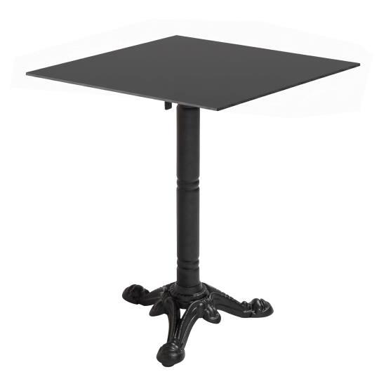 Table de terrasse de restaurant bistrot carrée inclinable en métal et aluminium noir 4 personnes 60x60 cm | Mobeventpro