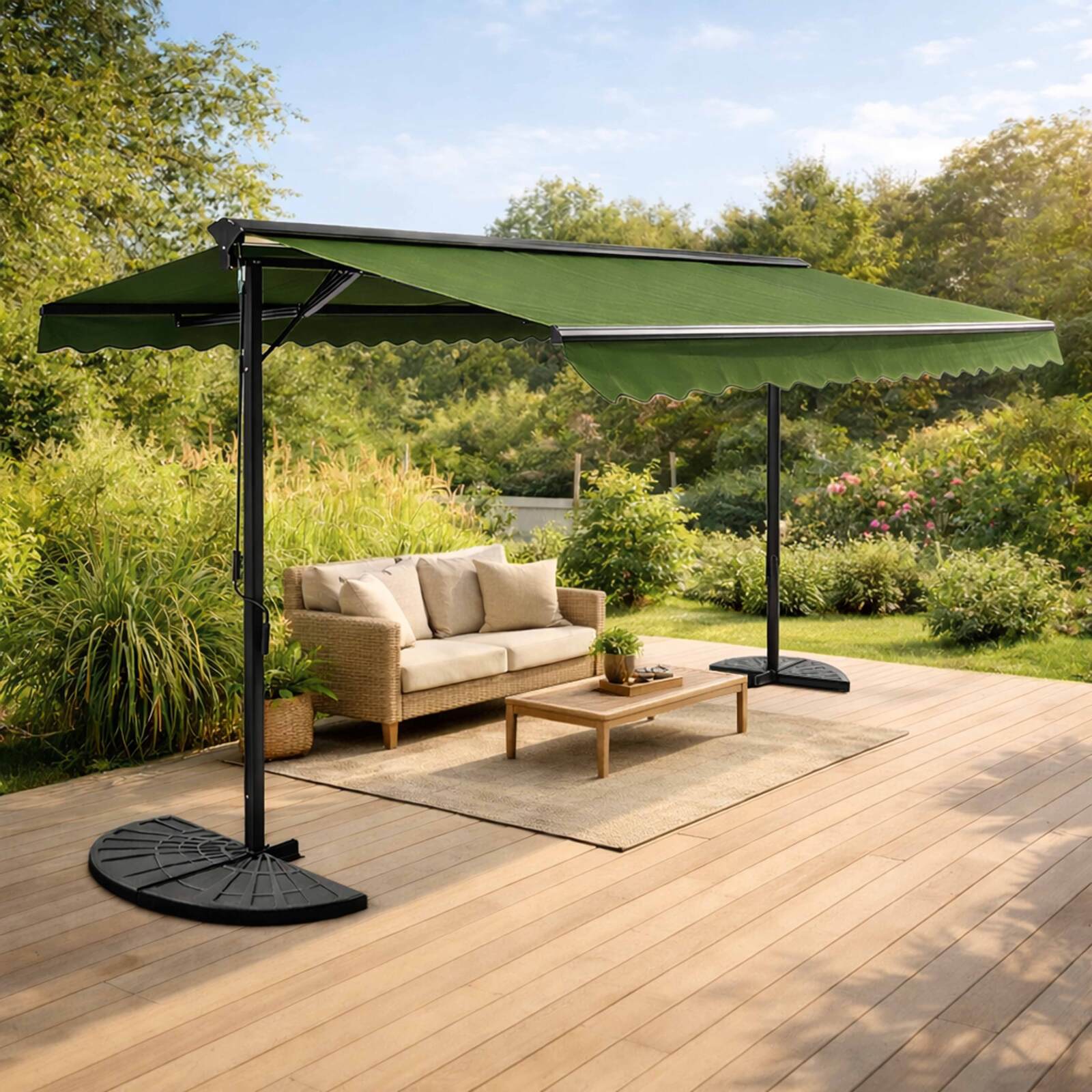 Store banne double pente en aluminium avec coffre - 3x4m