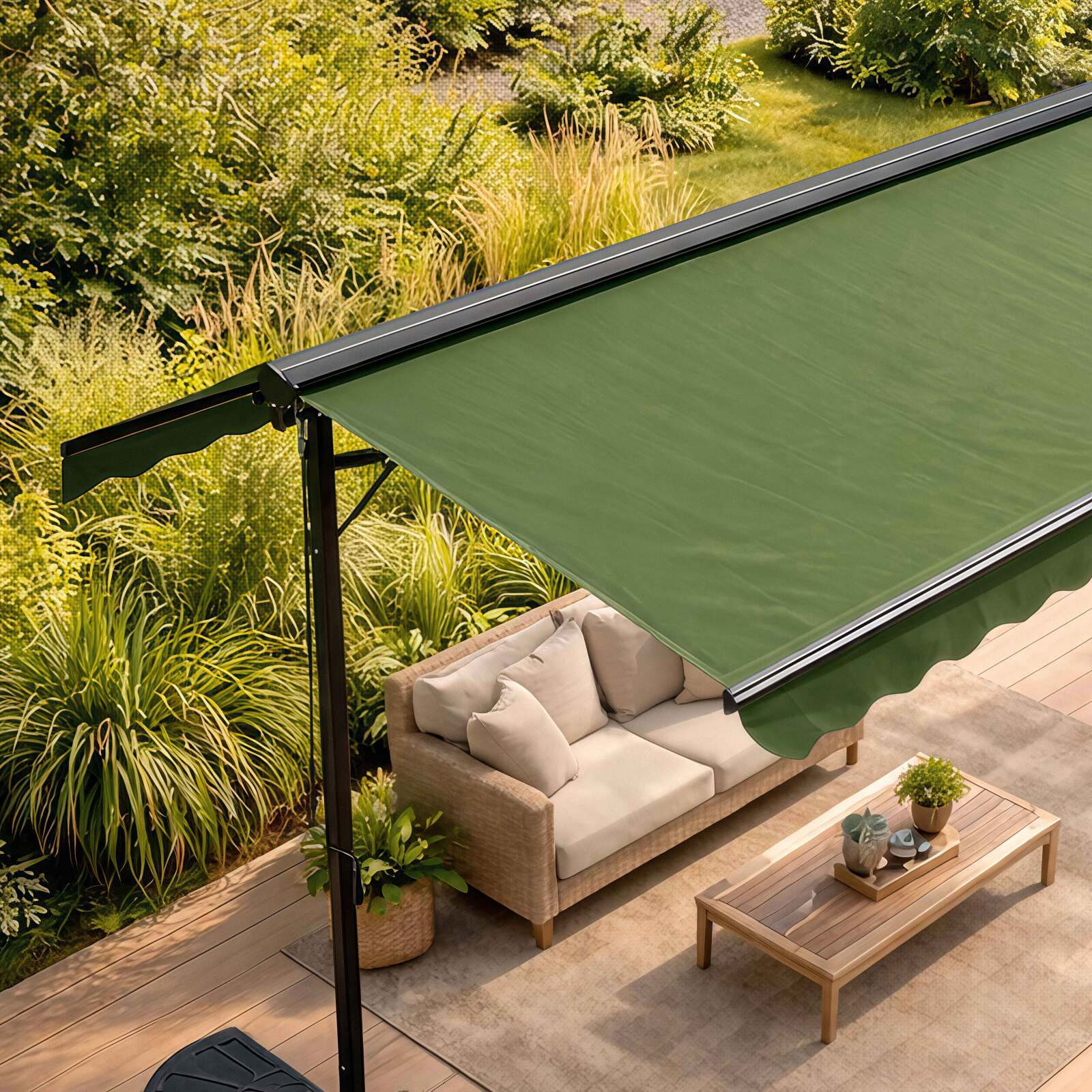 Store banne double pente en aluminium avec coffre - 3x4m