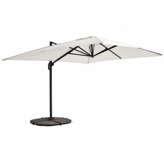 Parasol déporté professionnel 4x3 m rectangulaire inclinable 240g/m² rotatif 360° et 4 dalles lestées | Mobeventpro