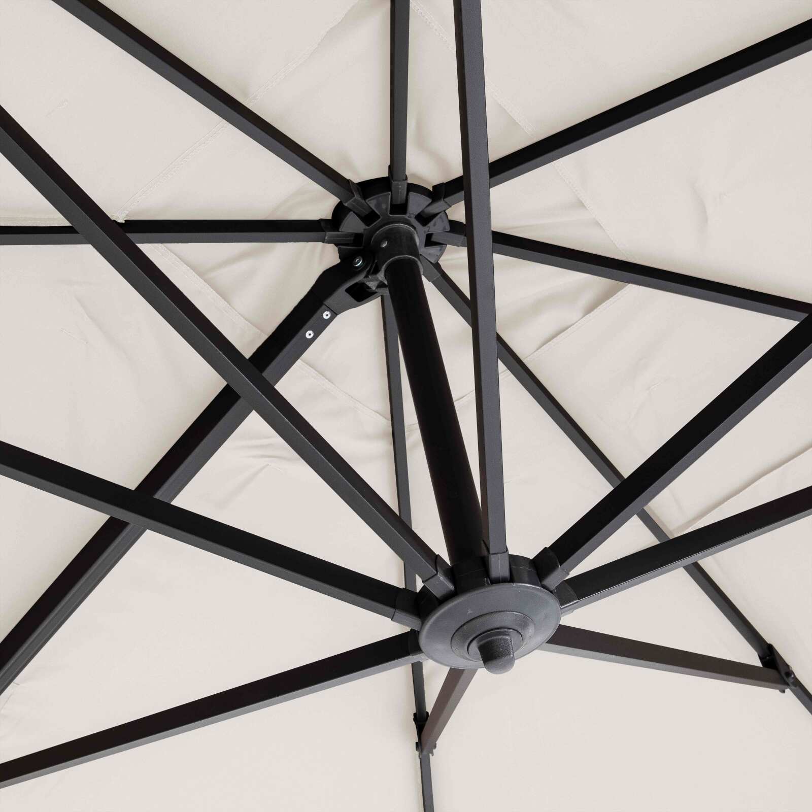 Parasol déporté professionnel 4x3 m rectangulaire inclinable 240g/m² rotatif 360° et 4 dalles lestées