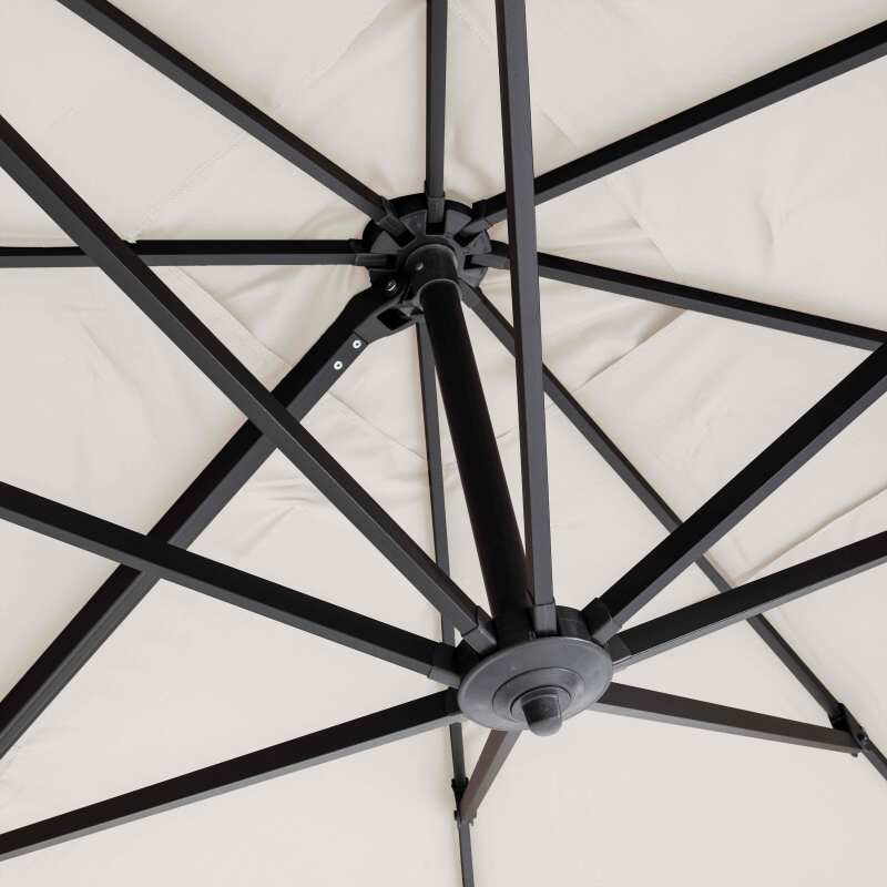 Parasol déporté professionnel 4x3 m rectangulaire inclinable 240g/m² rotatif 360° et 4 dalles lestées (4/6)