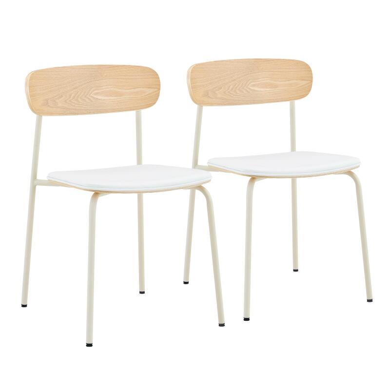 Chaises de restaurant effet cuir en bois et métal - Lot de 2