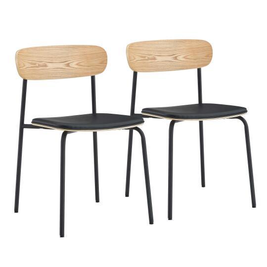 Chaises de restaurant effet cuir en bois et métal - Lot de 2 | Mobeventpro