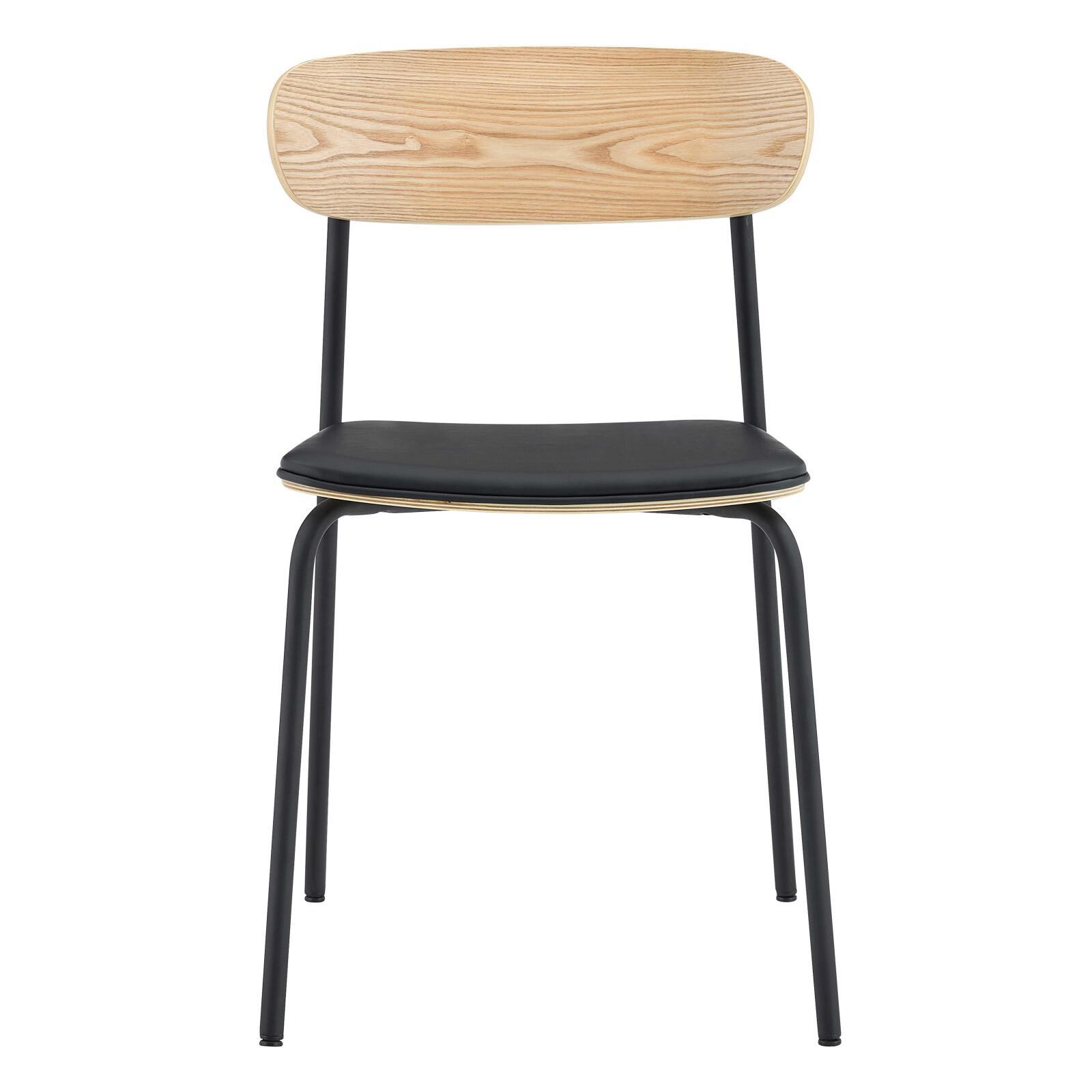 Chaises de restaurant effet cuir en bois et métal - Lot de 2