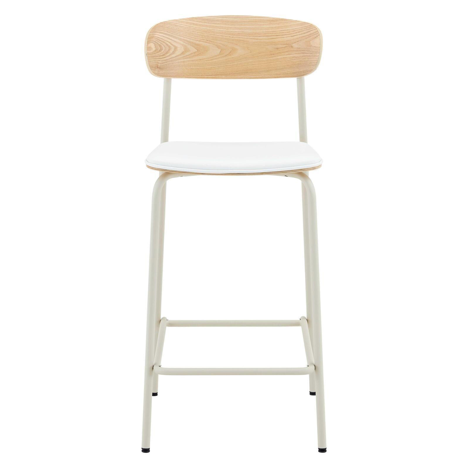 Chaises hautes de restaurant effet cuir en bois et métal - Lot de 2