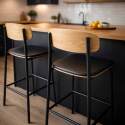 Chaises hautes de restaurant effet cuir en bois et métal - Lot de 2