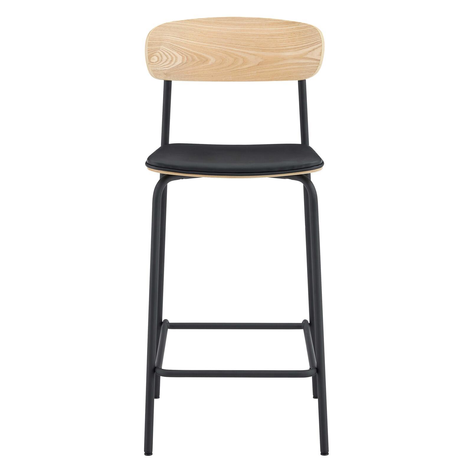 Chaises hautes de restaurant effet cuir en bois et métal - Lot de 2