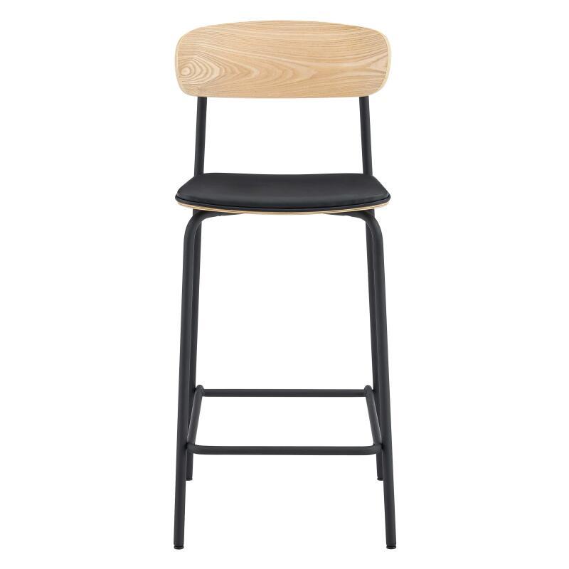 Chaises hautes de restaurant effet cuir en bois et métal - Lot de 2 (4/7)