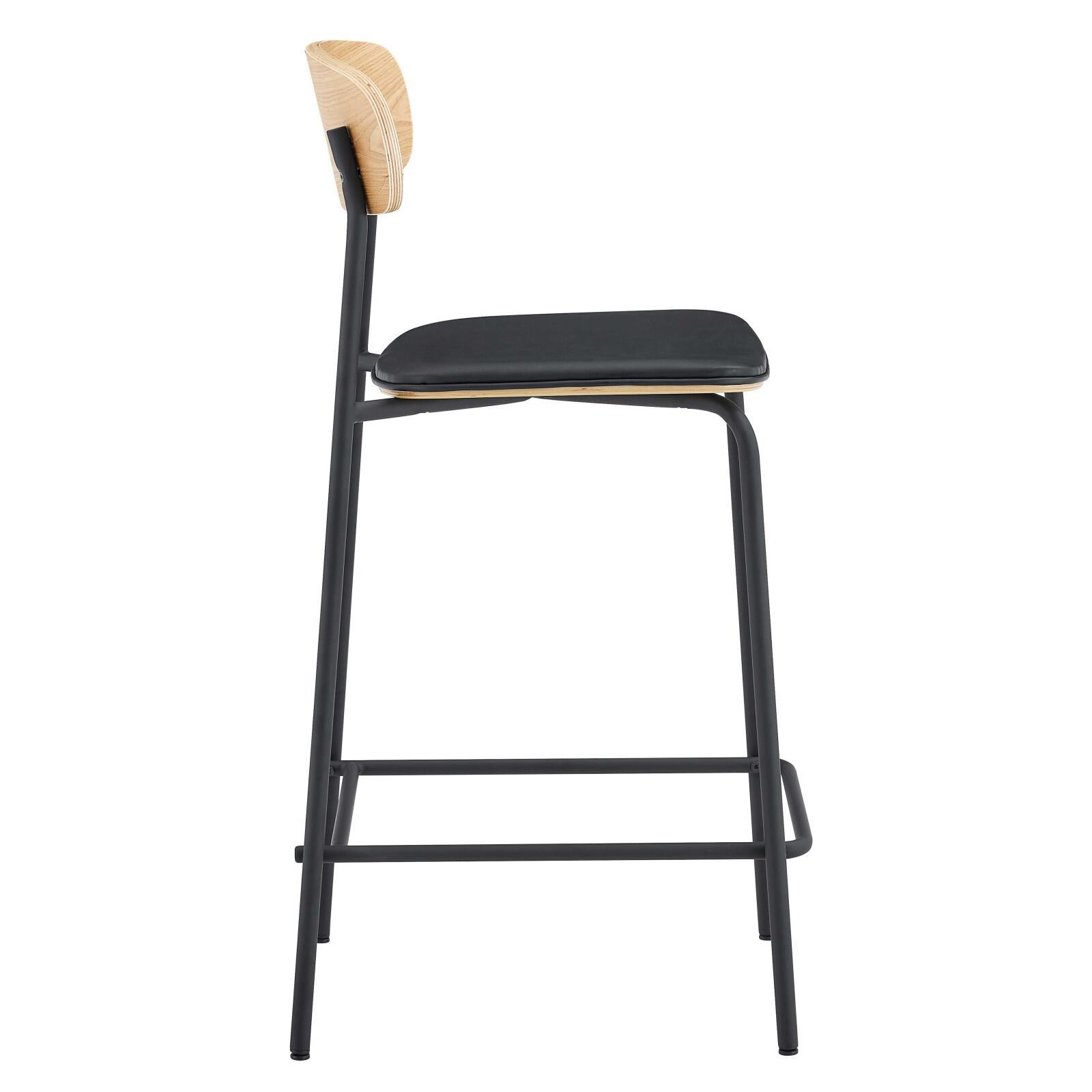 Chaises hautes de restaurant effet cuir en bois et métal - Lot de 2