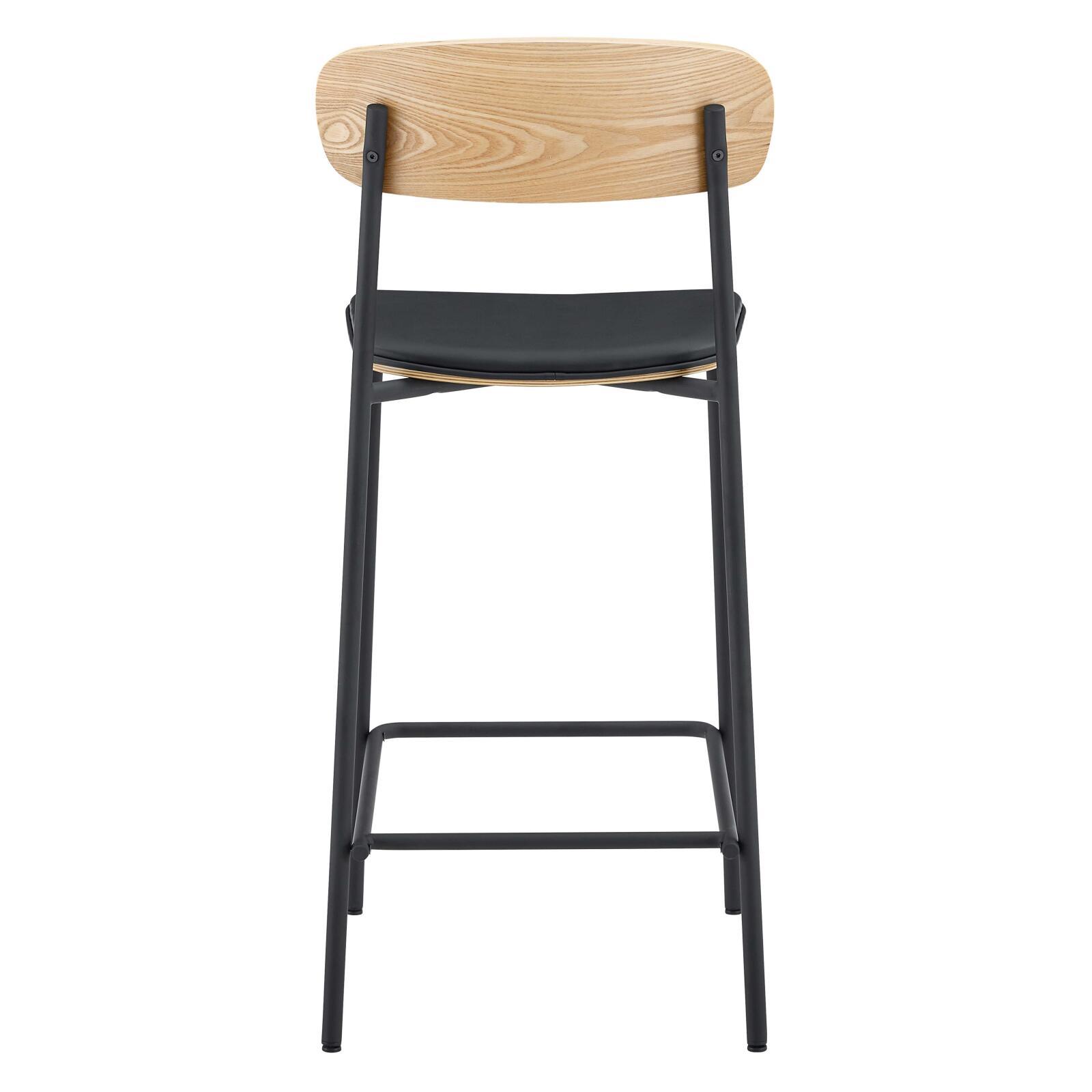 Chaises hautes de restaurant effet cuir en bois et métal - Lot de 2