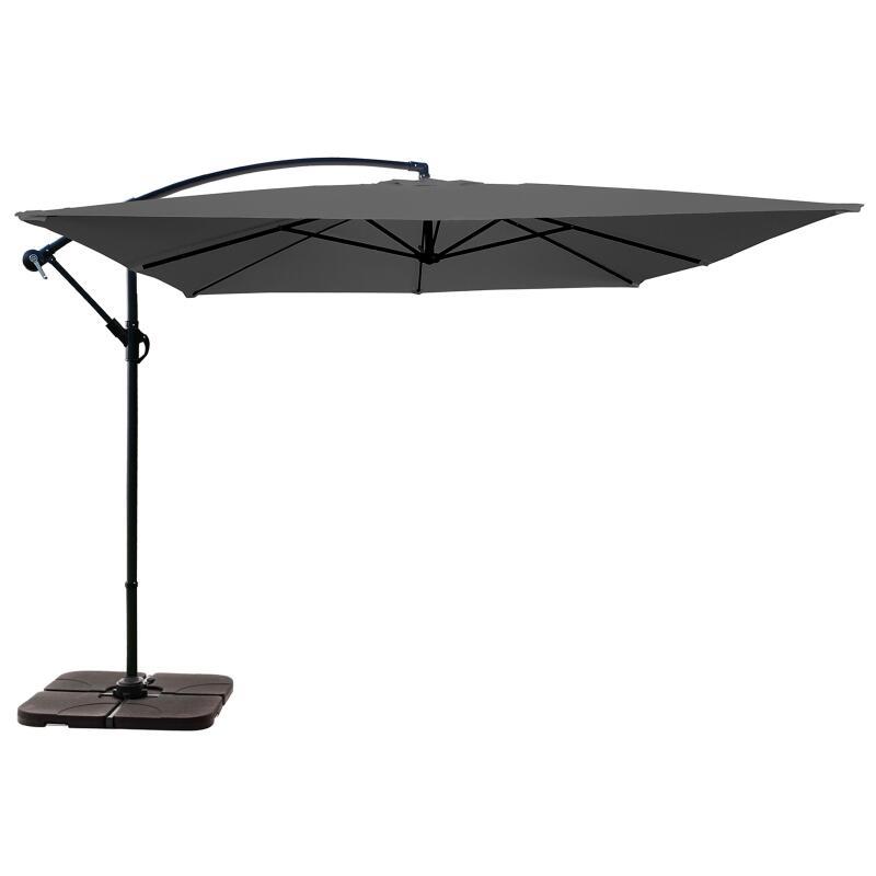Parasol déporté professionnel 3x3 m carré 160g/m² et 4 dalles à lester remplissable