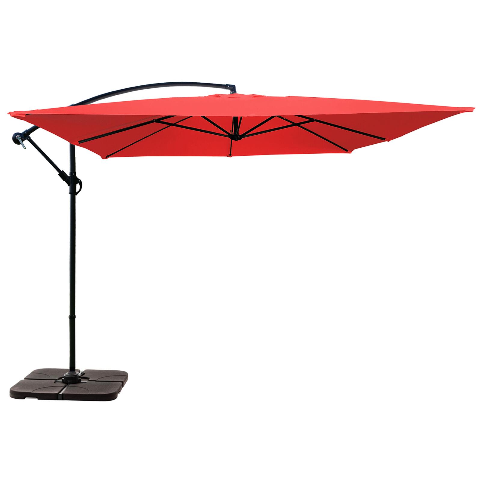 Parasol déporté professionnel 3x3 m carré 160g/m² et 4 dalles à lester remplissable