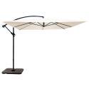 Parasol déporté professionnel 3x3 m carré 160g/m² et 4 dalles à lester remplissable