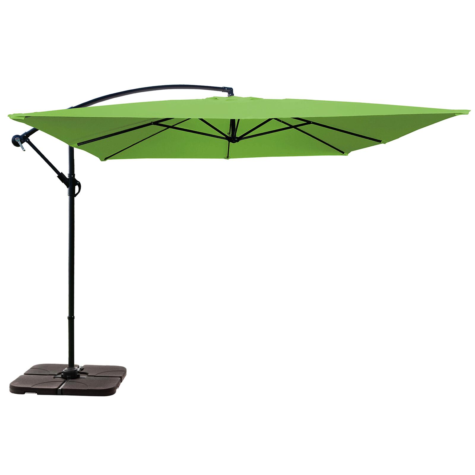 Parasol déporté professionnel 3x3 m carré 160g/m² et 4 dalles à lester remplissable