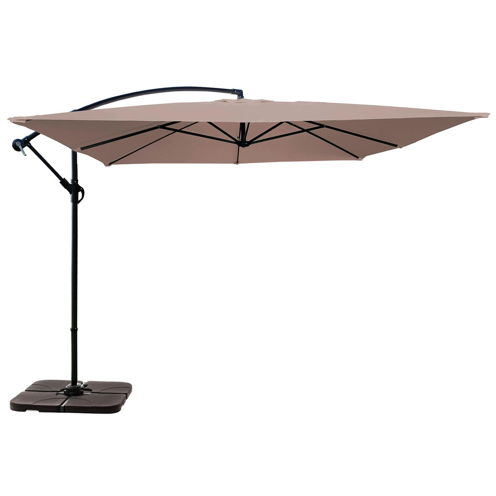 Parasol déporté professionnel 3x3 m carré 160g/m² et 4 dalles à lester remplissable