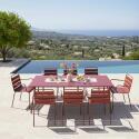 Table de terrasse en métal 180x90 cm et 8 chaises avec accoudoirs