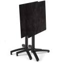 Table de restaurant carrée inclinable en aluminium noir et HPL 4 personnes 70x70 cm