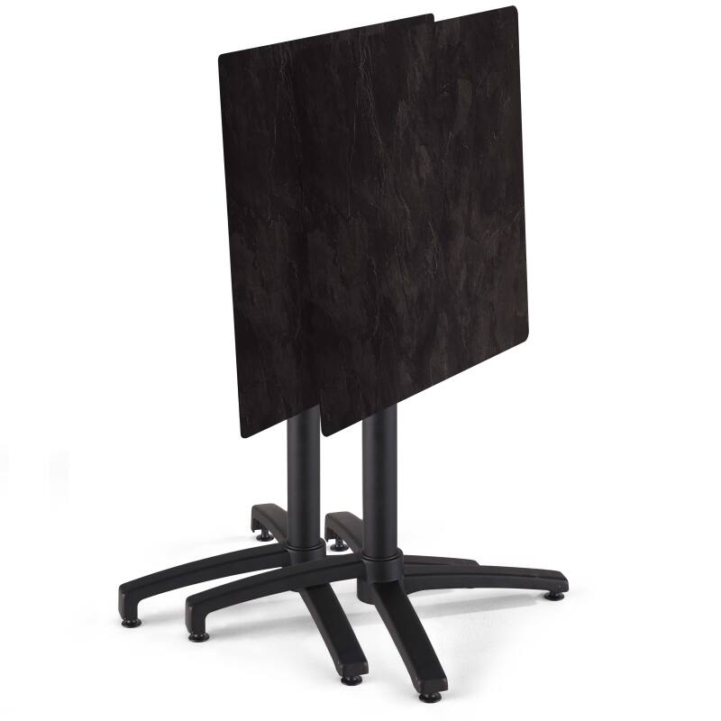 Table de restaurant carrée inclinable en aluminium noir et HPL 4 personnes 70x70 cm