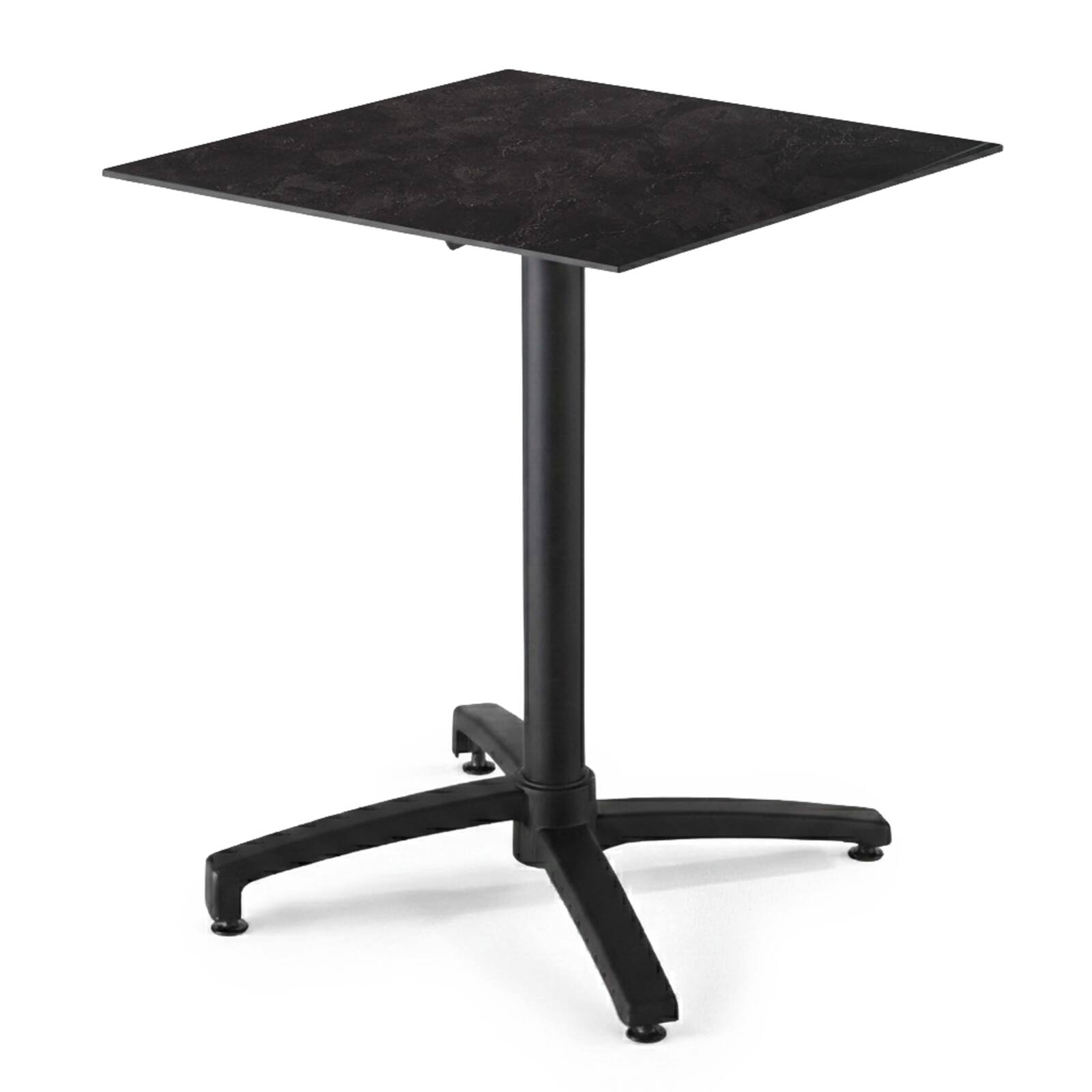 Table de restaurant carrée inclinable en aluminium noir et HPL 4 personnes 70x70 cm