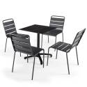 Table de restaurant carrée inclinable en aluminium noir et HPL 4 personnes 70x70 cm
