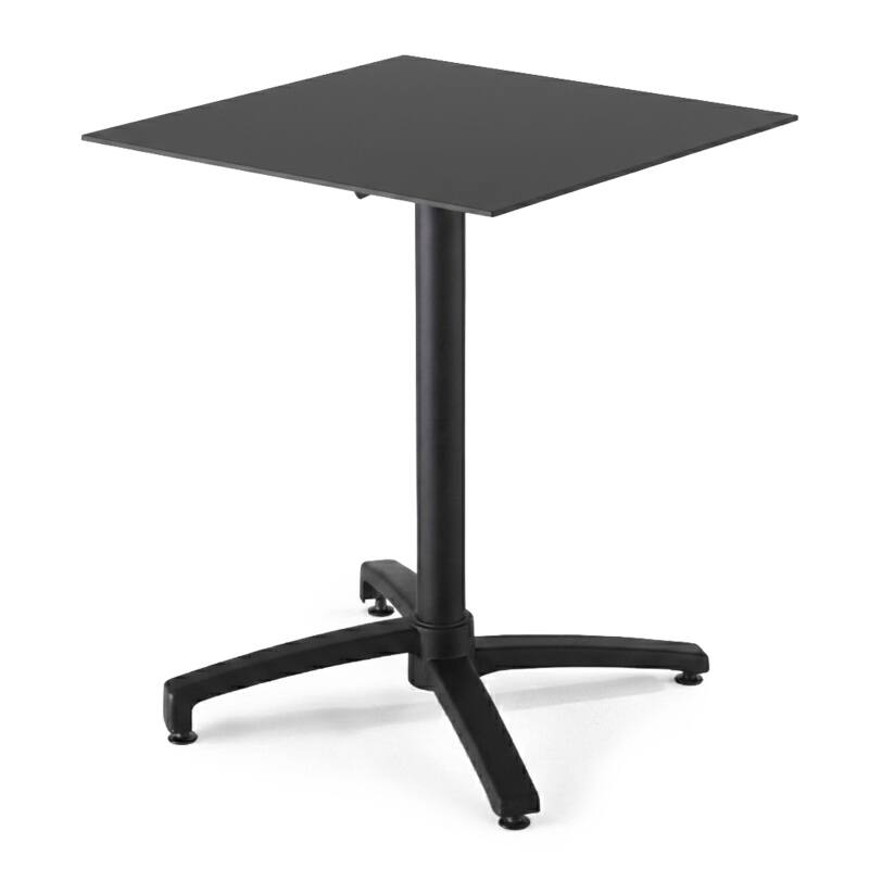 Table de restaurant carrée inclinable en aluminium noir et HPL 4 personnes 70x70 cm