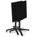 Table de restaurant carrée inclinable en aluminium noir et HPL 4 personnes 70x70 cm