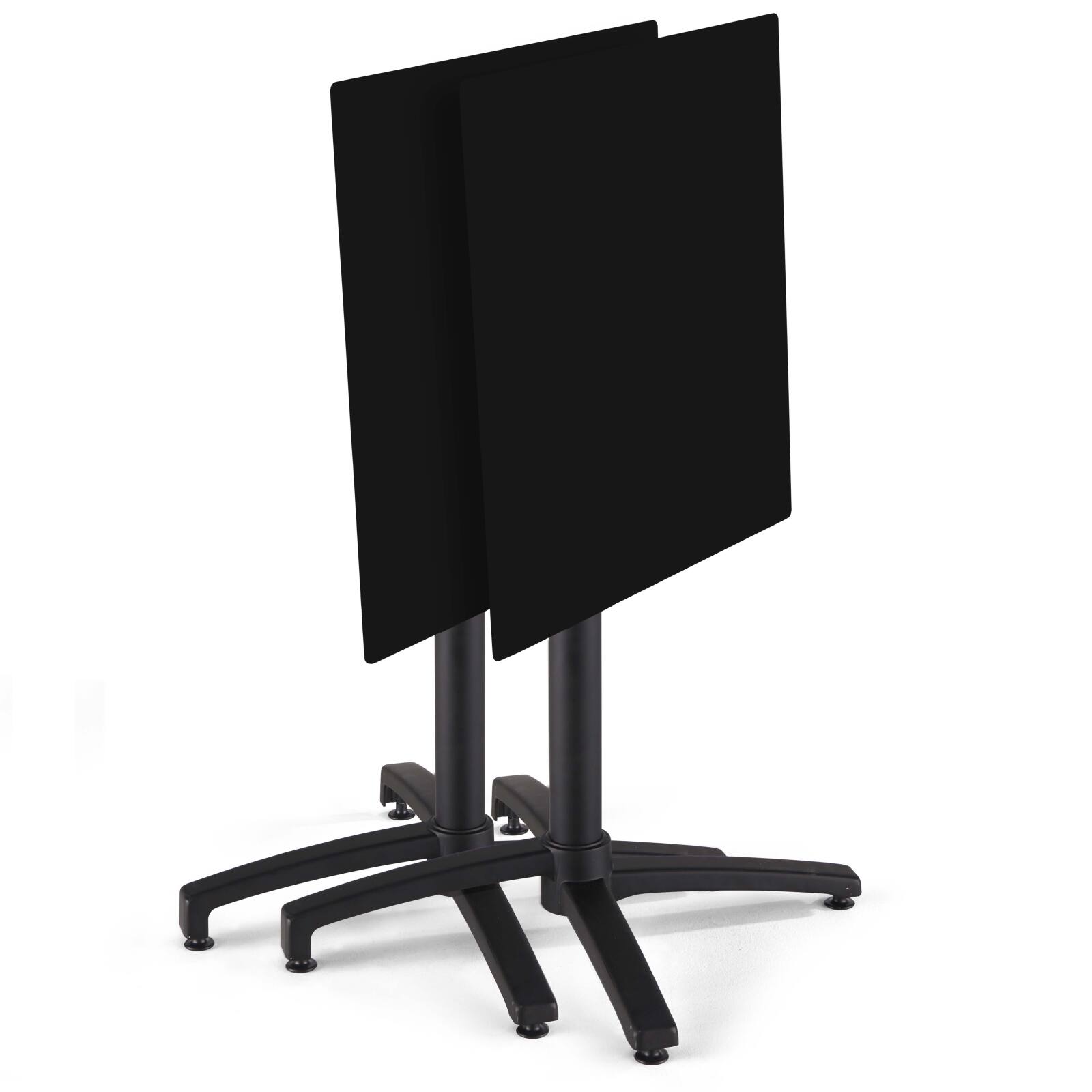 Table de restaurant carrée inclinable en aluminium noir et HPL 4 personnes 70x70 cm