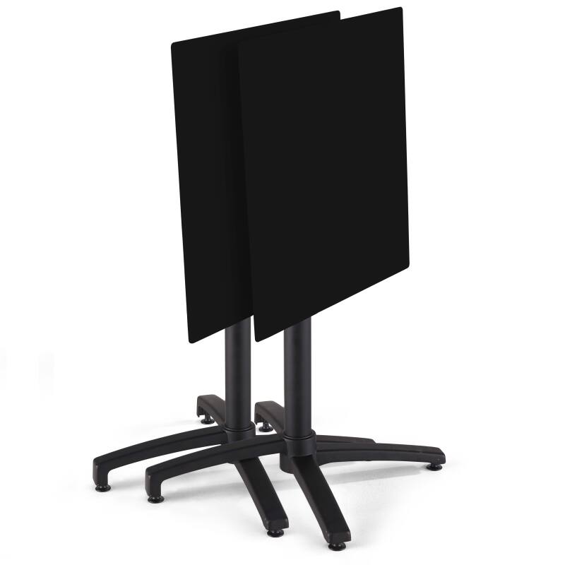 Table de restaurant carrée inclinable en aluminium noir et HPL 4 personnes 70x70 cm