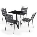 Table de restaurant carrée inclinable en aluminium noir et HPL 4 personnes 70x70 cm