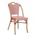 Chaise de jardin bistrot parisien en aluminium et rotin synthétique, motif en chevrons