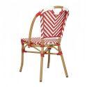 Chaise de jardin bistrot parisien en aluminium et rotin synthétique, motif en chevrons