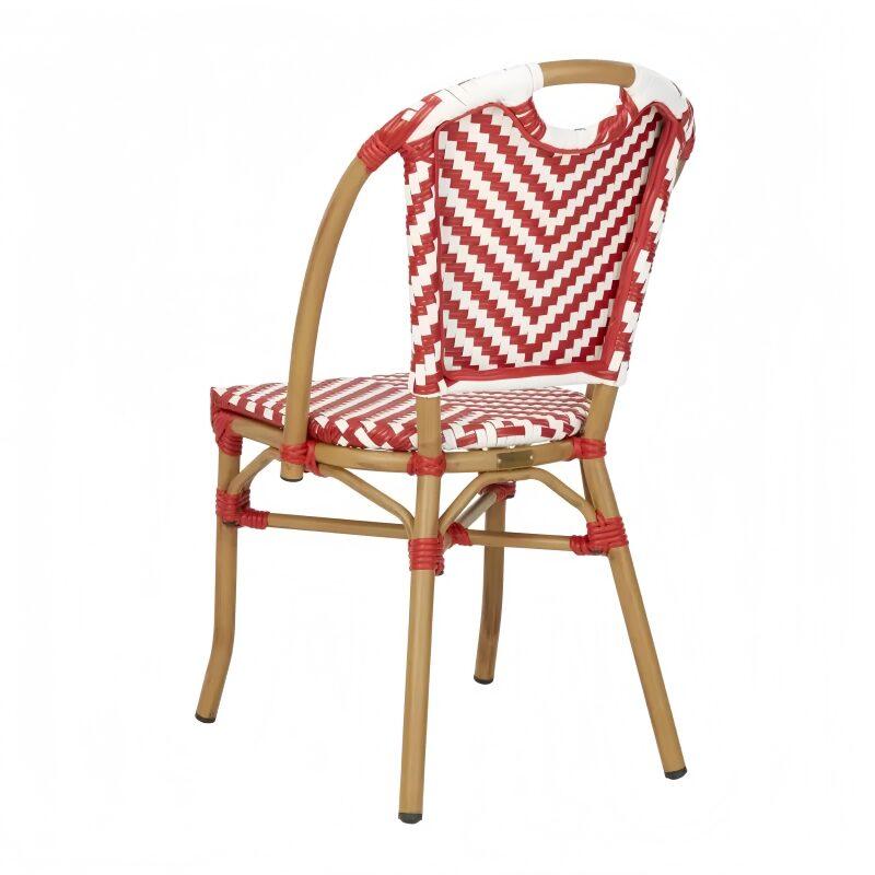 Chaise de jardin bistrot parisien en aluminium et rotin synthétique, motif en chevrons (3/6)