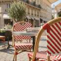 Chaise de jardin bistrot parisien en aluminium et rotin synthétique, motif en chevrons