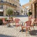 Chaise de jardin bistrot parisien en aluminium et rotin synthétique, motif en chevrons