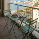 Table de terrasse bistrot carrée pliante en métal 60x60 cm et 2 chaises pliantes