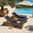 Transats professionnels bois inclinables sur roues - Lot de 2