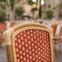 Chaise de jardin bistrot parisien en aluminum et rotin synthétique, motif petits carrés