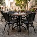 Chaise bistrot parisien en aluminum et rotin synthétique avec accoudoirs