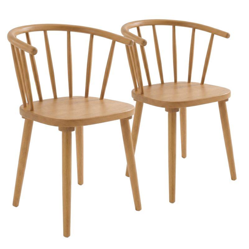 Chaises de restaurant en bois d'orme ajourées - Lot de 2