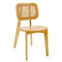 Chaises de restaurant en bois d'orme et rotin naturel avec dossier esprit cannage style vintage - Lot de 2