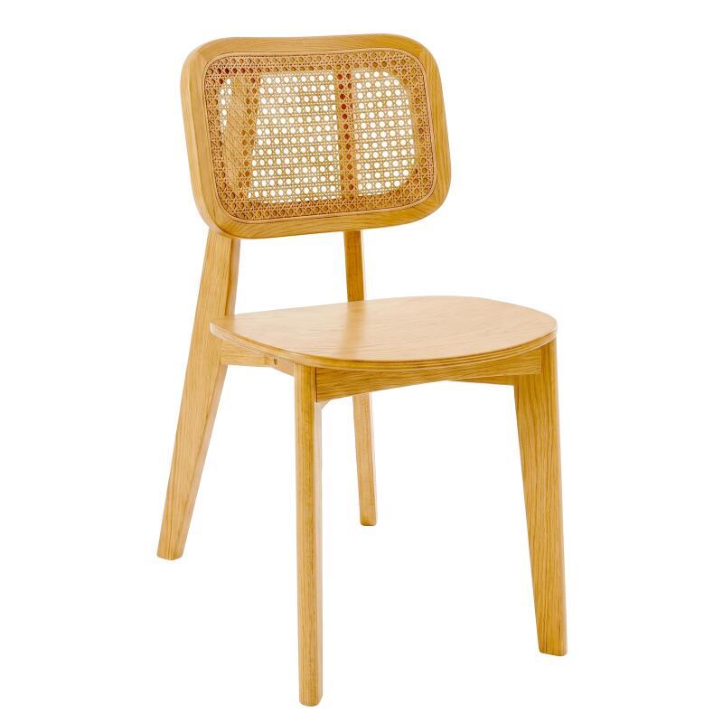 Chaises de restaurant en bois d'orme et rotin naturel avec dossier esprit cannage style vintage - Lot de 2 (6/7)