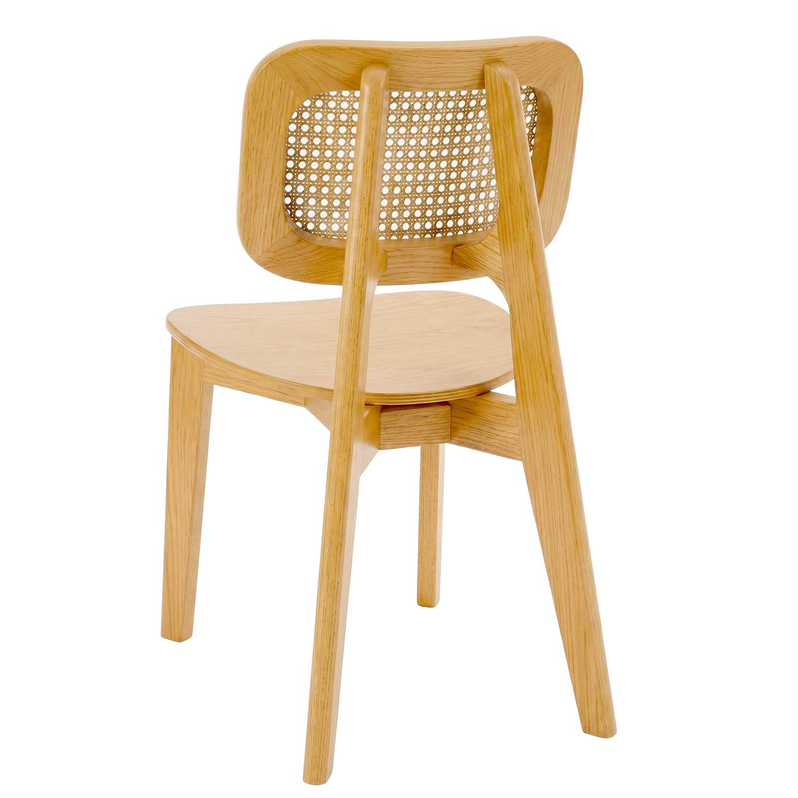 Chaises de restaurant en bois d'orme et rotin naturel avec dossier esprit cannage style vintage - Lot de 2